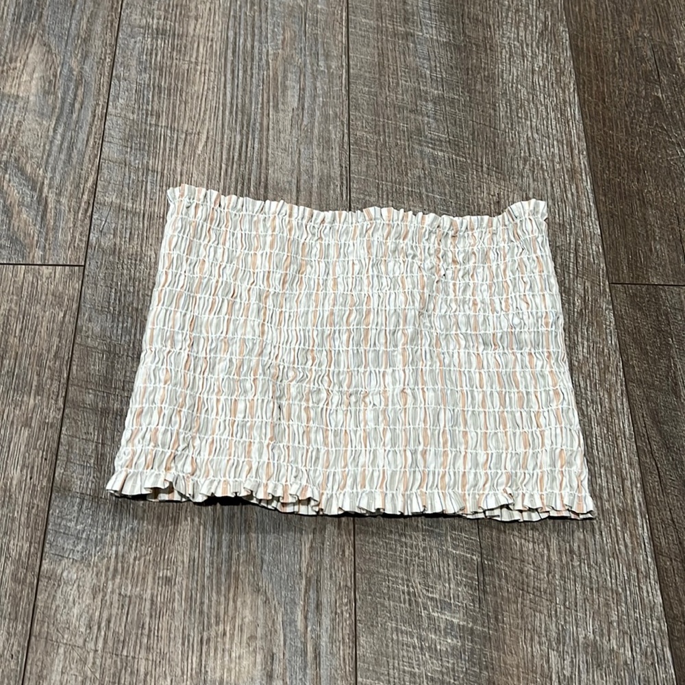 LF Ruched White with Pastel Cropped Tube Top Size Small